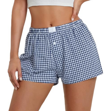 NUFIWI Women Y2K Pajamas Shorts Gingham Cute Pj Short Pants Plaid Lounge Shorts Sleep Bottoms Elasti...