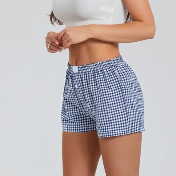 NUFIWI Women Y2K Pajamas Shorts in Trendy Gingham Design