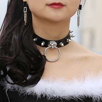 MJartoria Gothic Jewelry-Artificial Leather Choker Goth Necklace for Women Adjustable Punk Rock Goth...
