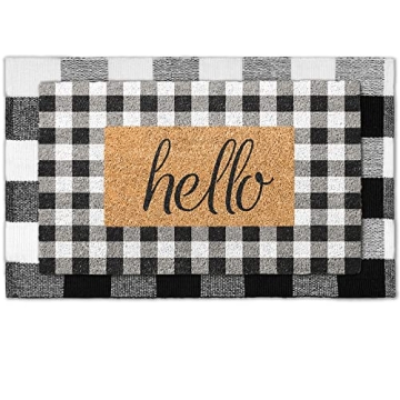 Emerson 100% Coir Doormats, 2-Pack Front Door Mats for Outdoor Entrance – 30” x 18” Welcome Ma...