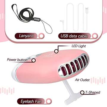 Eyelash Fan USB Portable Lash Dryer Nano Facial Mister Face Mister Portable Facial Steamer with 20ml...
