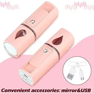 Eyelash Fan USB Portable Lash Dryer Nano Facial Mister Face Mister Portable Facial Steamer with 20ml Water Tank Rechargeable Handheld Mini Fan Lash Dryer Eyelash Extension(Pink)