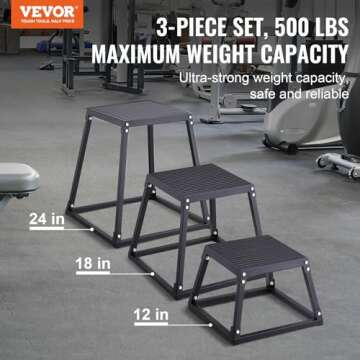 VEVOR Plyometric Platform Box, 12/18/24 Inch Plyometric Jump Box, Fitness Steel Plyo Box for Home Gy...