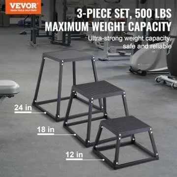 VEVOR Plyometric Platform Box, 12/18/24 Inch Plyometric Jump Box, Fitness Steel Plyo Box for Home Gy...