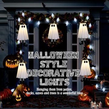 Halloween Decorations Outdoor: Set of 3 Hanging Spirits with Cone Caps