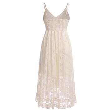 ABOCIW Boho Maxi Dress for Women, Women's Casual Summer Lace Up Tassel Cutout Boho Dress V Neck Sleeveless High Waist Long Beach Dresses Flowy Maxi Dress for Women Beach Vacation Apricot02 XL