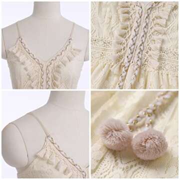 ABOCIW Boho Maxi Dress for Women, Women's Casual Summer Lace Up Tassel Cutout Boho Dress V Neck Sleeveless High Waist Long Beach Dresses Flowy Maxi Dress for Women Beach Vacation Apricot02 XL