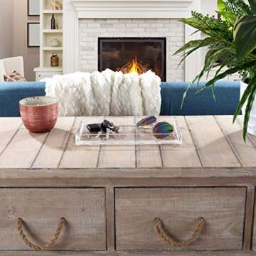 Acrylic Tray Organizer - Clear Minimalist Catchall Holder for Bedside, Bathroom, and Office Storage - Aesthetically Pleasing Room Decor by Lavish Home