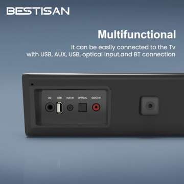 Bestisan Sound Bar, Home Audio TV Soundbar Speaker, Wireless Bluetooth 5.0 Soundbars for TV/PC/Projectors, Opt/Coax/Aux/USB,(24 Inch, 3 EQ Modes, 3D Surround Sound)