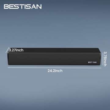Bestisan Sound Bar, Home Audio TV Soundbar Speaker, Wireless Bluetooth 5.0 Soundbars for TV/PC/Projectors, Opt/Coax/Aux/USB,(24 Inch, 3 EQ Modes, 3D Surround Sound)