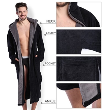 KEMUSI Hooded Herringbone Men's Soft Spa Bathrobe