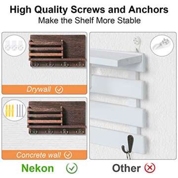 Rustic Mail Holder with Key Hooks for Home Organization