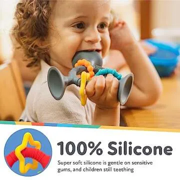 Nuby Silly Three Prong Interactive Suction Toy – Fun Engaging Baby Toy with Colorful Rings