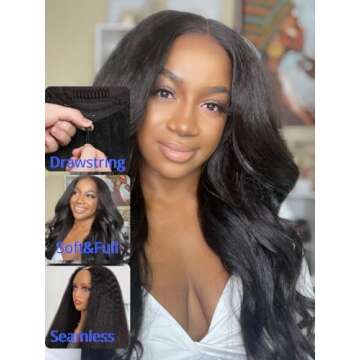 Nadula V Part Kinky Straight Wig Human Hair Glueless No Leave Out Upgraded U Part Wigs for Women,Yak...