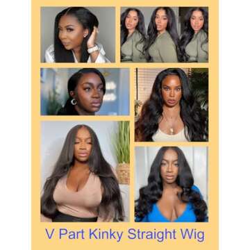 Nadula V Part Kinky Straight Wig with Adjustable Fit