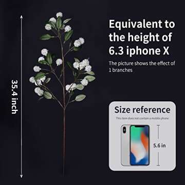 Melorca&Guilla Artificial Plants,4PCS 35.4" Green Faux Branches for Vase,Artificial Plants for Shop Garden Office Home Décor (4, White Green)