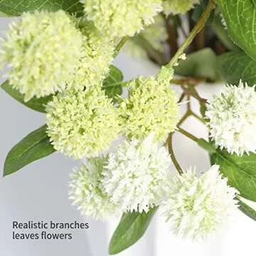 Melorca&Guilla Artificial Plants,4PCS 35.4" Green Faux Branches for Vase,Artificial Plants for Shop Garden Office Home Décor (4, White Green)