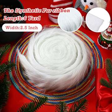 Tatuo Christmas Faux Fur Ribbon Trim for Holiday Crafts