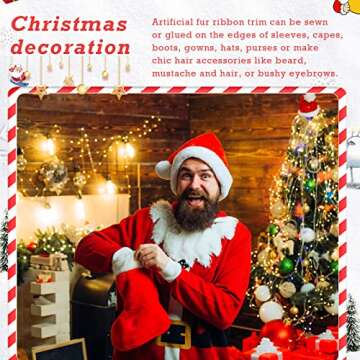 Tatuo Christmas Faux Fur Ribbon Trim for Holiday Crafts