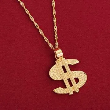 18K Gold Plated United States Dollar Money Sign Pendant Necklace (Dollar)