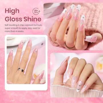 Beetles Jelly Gel Nail Polish, 6pcs Glitter Nude Sheer Light Baby Pink Natural Gel Polish Shimmer Valentine Nail Color Soak off UV LED Lamp Nail Art Salon at Home Valentine's Day Gifts for Women