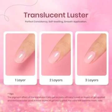 Beetles Jelly Gel Nail Polish, 6pcs Glitter Nude Sheer Light Baby Pink Natural Gel Polish Shimmer Valentine Nail Color Soak off UV LED Lamp Nail Art Salon at Home Valentine's Day Gifts for Women