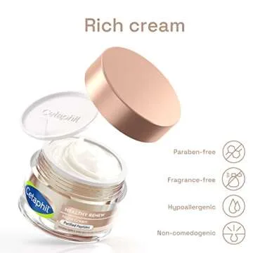 Cetaphil Healthy Renew Skin Tightening Night Cream 1.7 Oz, Wrinkle Repair Cream for Face with Peptides, Retinol Alternative Cream For Sensitive Skin, Fragrance Free