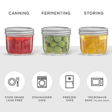 JoyJolt 8 Oz Mason Jars Set - Perfect for Canning