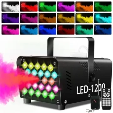 Fog Machine 24 Colorful LED Lights & 4 Strobe Effects for Parties