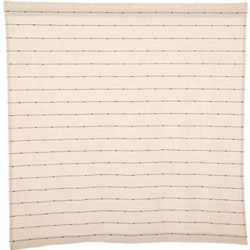 Piper Classics Farmcloth Stripe Shower Curtain Urban Rustic Farmhouse Style, Natural Cream Woven with Black Stripes 72" L x 72" W Boho Chic