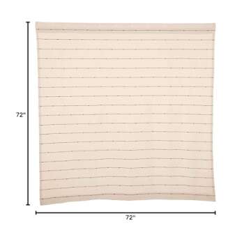 Piper Classics Farmcloth Stripe Shower Curtain Urban Rustic Farmhouse Style, Natural Cream Woven with Black Stripes 72" L x 72" W Boho Chic