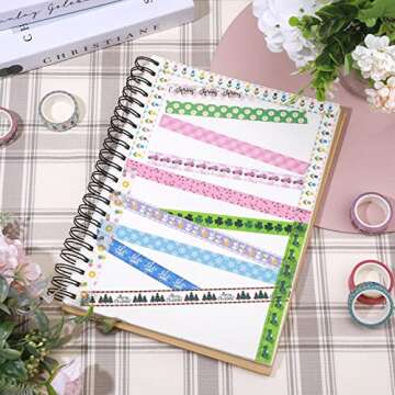 TaoBary 33 Rolls Holiday Plaid Washi Tape, 15 mm Seasonal Washi Tape Set Bohemian Colorful Vintage Cute for Card Wrapping Craft(Cute Style)