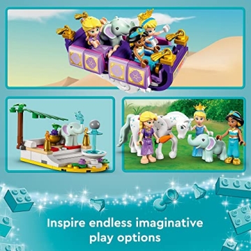 LEGO Disney Princess Enchanted Journey Building Set - 3in1 Playset with Cinderella, Jasmine, Rapunzel Mini Dolls, Toy Horse & Carriage, Hot Air Balloon, Gift for Girls, Boys, and Kids Ages 6+, 43216