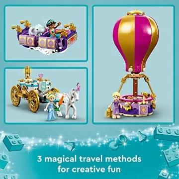 LEGO Disney Princess Enchanted Journey Building Set - 3in1 Playset with Cinderella, Jasmine, Rapunzel Mini Dolls, Toy Horse & Carriage, Hot Air Balloon, Gift for Girls, Boys, and Kids Ages 6+, 43216