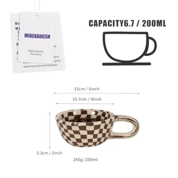 Miaexaugsh 2PCS Irregular Checkerboard Coffee Mug Set