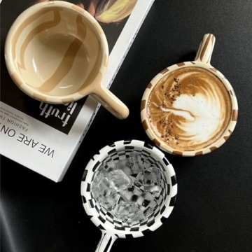 Miaexaugsh 2PCS Irregular Checkerboard Coffee Mug Set