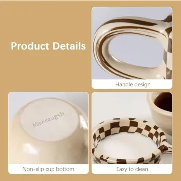 Miaexaugsh 2PCS Irregular Checkerboard Coffee Mug Set