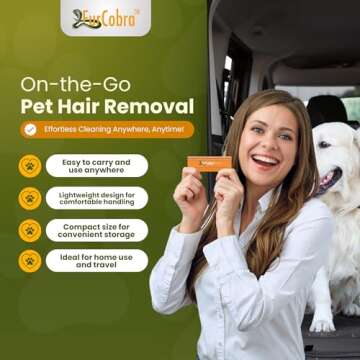 FURCOBRA Pro Pet Hair Remover 4.33" - Easy Grip Pet Hair Removal Tool for Car, Carpet Scraper - Animal Fur Remover, Scraper for Carpet, Home Surfaces - Light & Compact Dog Fur Cleaning Tool