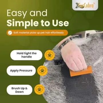 FURCOBRA Pro Pet Hair Remover 4.33" - Easy Grip Pet Hair Removal Tool for Car, Carpet Scraper - Animal Fur Remover, Scraper for Carpet, Home Surfaces - Light & Compact Dog Fur Cleaning Tool