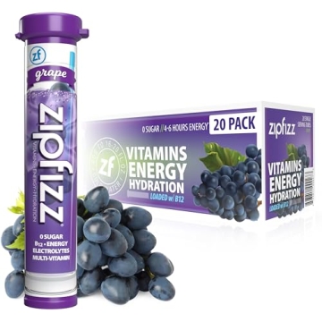 Zipfizz Grape Energy Drink Powder Sugar-Free Vitamin Boost