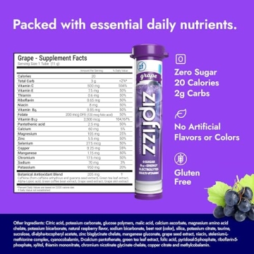 Zipfizz Grape Energy Drink Powder Sugar-Free Vitamin Boost