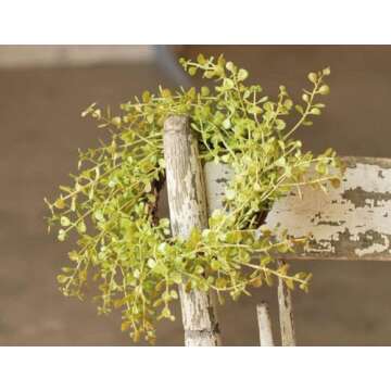 Baby Grass Candle Ring | Green | 10 Inch with 3 in Center | Faux Peppergrass Wreath