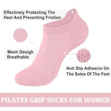 HayFeel Non Slip Pilates Socks with Grips for Women, Yoga Socks For Pure Barre,Hospital, Athletic Socks