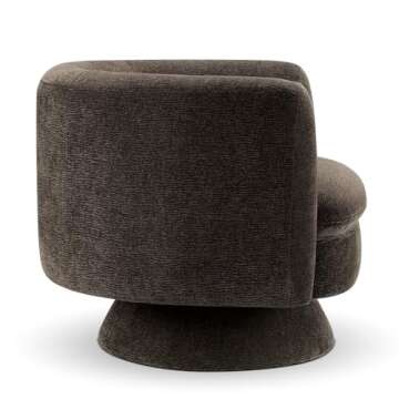 CHERS Swivel Accent Chair, Mid Century Modern Round Barrel Chairs, Upholstered Velvet Fabric Home Sofa Living Room with Solid Wood Base, Single Sofa Lounge Chair, Espresso