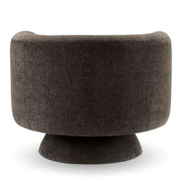 CHERS Swivel Accent Chair, Mid Century Modern Round Barrel Chairs, Upholstered Velvet Fabric Home Sofa Living Room with Solid Wood Base, Single Sofa Lounge Chair, Espresso