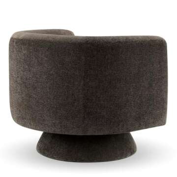 CHERS Swivel Accent Chair, Mid Century Modern Round Barrel Chairs, Upholstered Velvet Fabric Home Sofa Living Room with Solid Wood Base, Single Sofa Lounge Chair, Espresso