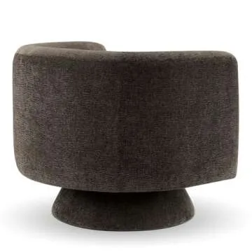 CHERS Swivel Accent Chair, Mid Century Modern Round Barrel Chairs, Upholstered Velvet Fabric Home Sofa Living Room with Solid Wood Base, Single Sofa Lounge Chair, Espresso