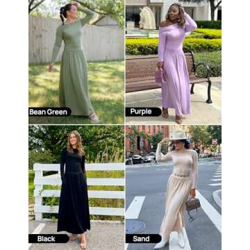 ZESICA Women's Long Sleeve Maxi Dress with Pockets