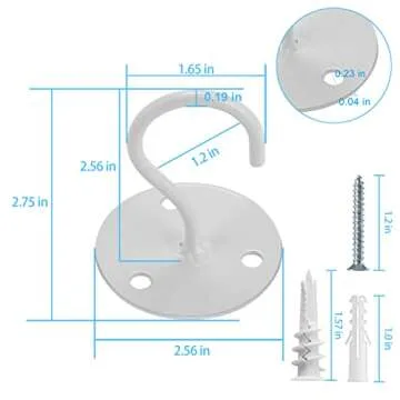 Yzerel Ceiling Hooks for Hanging Plants - Metal Plant Bracket Iron Wall Mount Lanterns Hangers for Hanging Bird Feeders, Lanterns, Wind Chimes, Planters, Outdoor Decoration Hooks (White)