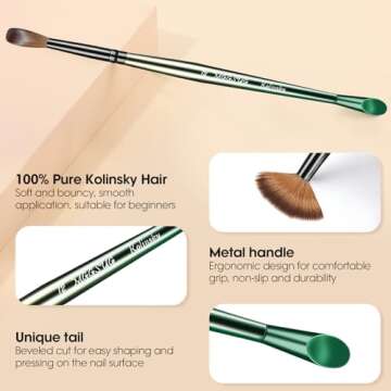 MGGSUG Acrylic Nail Brush Size 8, 100% Pure Kolinsky Acrylic Nail Brush for Nail Extension, Professi...